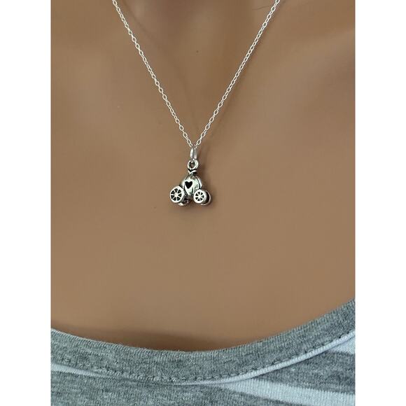 Sterling Silver Carriage with a Heart Necklace - Picture 2 of 5